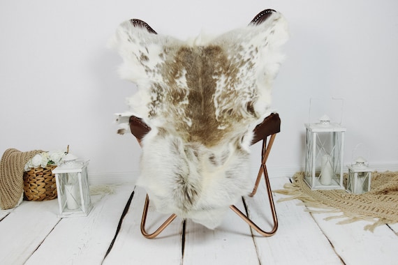 Reindeer Hide | Reindeer Rug | Reindeer Skin | Throw XXL EXTRA LARGE - Scandinavian Style Christmas Decor Brown White Hide #Kre22