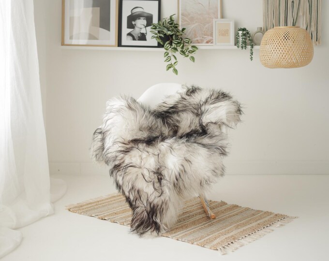 Real Icelandic Sheepskin Rug Scandinavian Decor Sofa Sheepskin throw Chair Cover Natural Sheep Skin Rugs White Black #Iceland1648