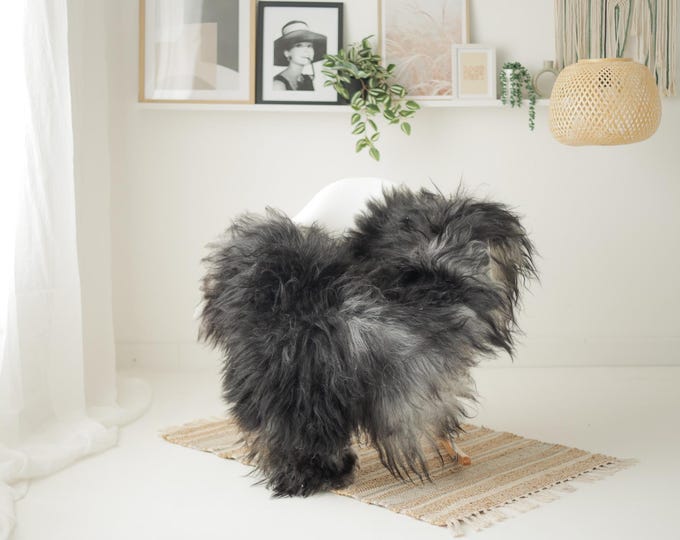 Real Icelandic Sheepskin Rug Scandinavian Decor Sofa Sheepskin throw Chair Cover Natural Sheep Skin Rugs Gray Black #Iceland1681