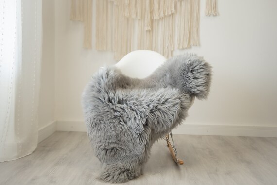 Real Sheepskin Rug Shaggy Rug Chair Cover Scandinavian Home Sheepskin Throw Sheep Skin Gray Sheepskin Home Decor Rugs #herdwik336