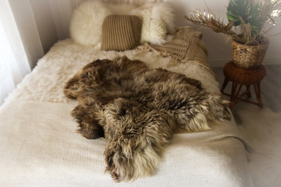 Real Sheepskin Rug Shaggy Rug Chair Cover Sheepskin Throw Sheep Skin Ivory Brown Sheepskin Home Decor Rugs #OCTHER71