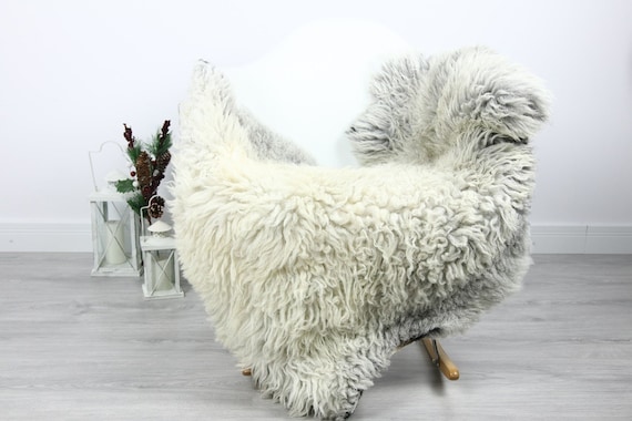 Organic Sheepskin Rug, Real Sheepskin Rug, Curly Sheepskin, Gray Beige Sheepskin Rug Christmas Home #CURLGUT14