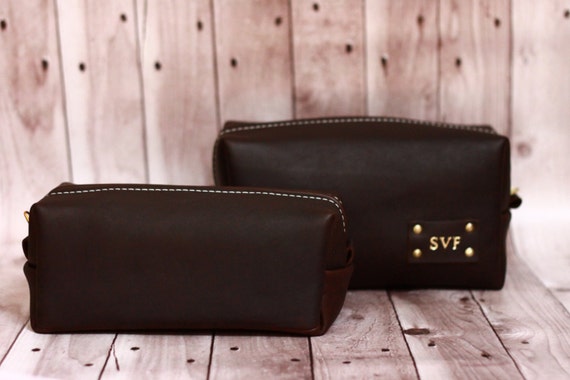 Men's Leather Toiletry Case Dopp Kit Shaving Bag OOAK perfect Christmas Gift for him | Christmas gift for dad | Christmas Gift for man