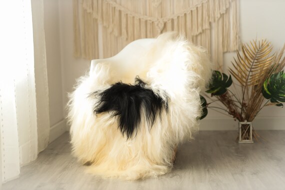 Real Icelandic Sheepskin Rug Scandinavian Decor Sofa Sheepskin throw Chair Cover Natural Sheep Skin Rugs White Black Rug #Iceland5