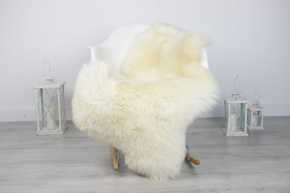 Real Sheepskin Rug Shaggy Rug Chair Cover Sheepskin Throw Sheep Skin Creamy White Sheepskin Home Decor Rugs #7her3