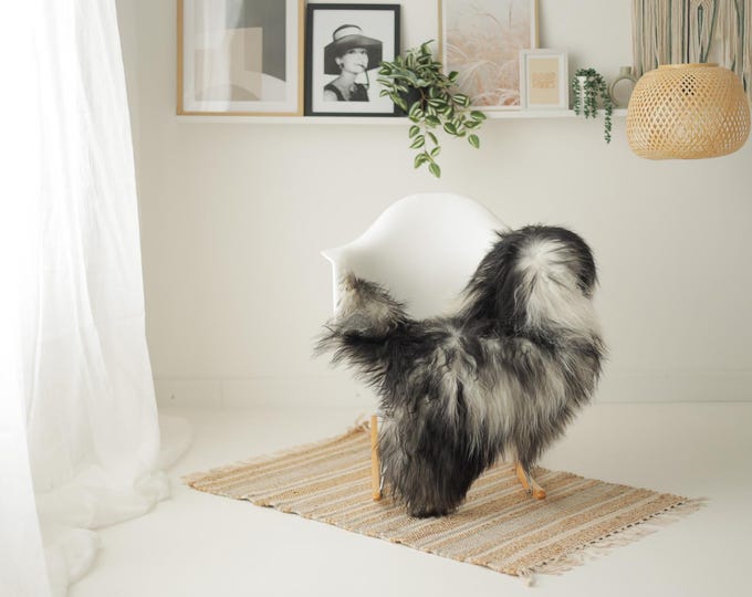 Real Icelandic Sheepskin Rug Scandinavian Decor Sofa Sheepskin throw Chair Cover Natural Sheep Skin Rugs Black White #Iceland1640
