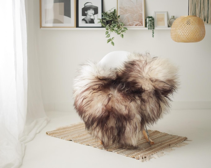 Real Icelandic Sheepskin Rug Scandinavian Decor Sofa Sheepskin throw Chair Cover Natural Sheep Skin Rugs Ivory Brown #IS231