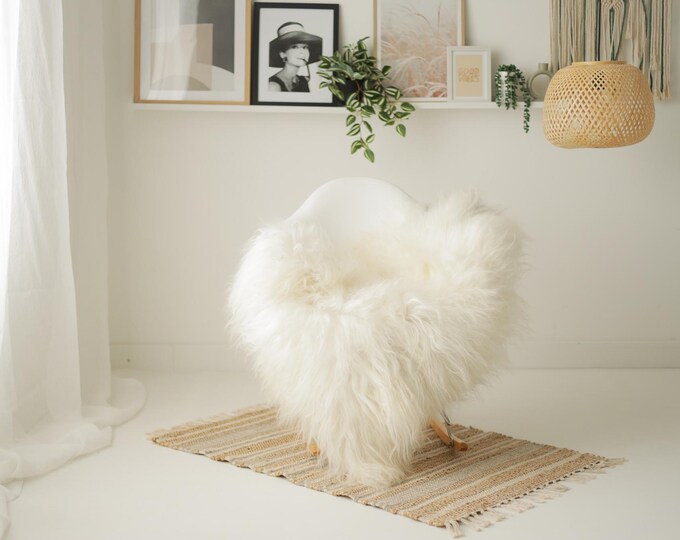 Real Icelandic Sheepskin Rug Scandinavian Decor Sofa Sheepskin throw Chair Cover Natural Sheep Skin Rugs Black Ivory #Iceland1663