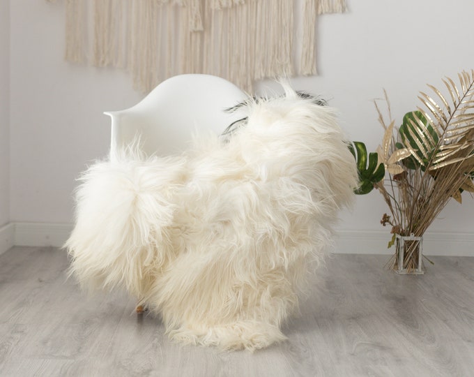 Real Icelandic Sheepskin Rug Scandinavian Decor Sofa Sheepskin throw Chair Cover Natural Sheep Skin Rugs Ivory Black #Iceland153