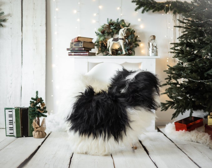 Real Icelandic Sheepskin Rug Scandinavian Decor Sofa Christmas Sheepskin throw Chair Cover Natural Sheep Skin Rugs Black White #Iceland578