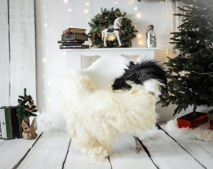 Real Icelandic Sheepskin Rug Scandinavian Decor Sofa Christmas Sheepskin throw Chair Cover Natural Sheep Skin Rugs Ivory Black #Iceland560