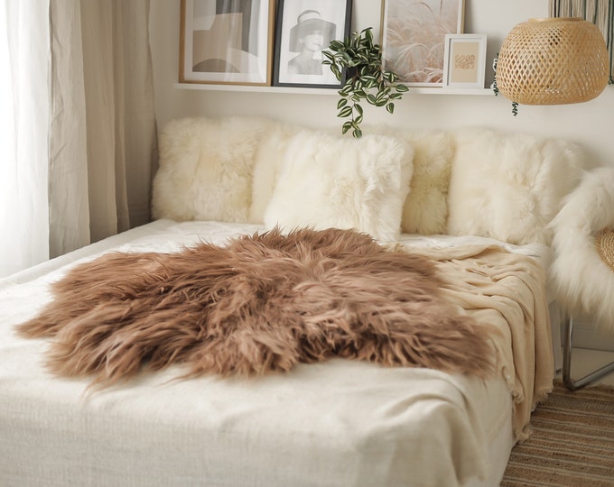 Double Icelandic Sheepskin Rug | Long rug | Shaggy Rug | Chair Cover | Area Rug | Double Rug | Sheep skin #24POL43