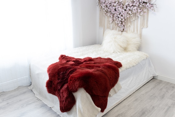 Double Vine Merino Sheepskin Rug | Long rug | Shaggy Rug | Chair Cover | Area Rug | Vine Rug | Carpet | Red Sheep skin Merino Vine Throw