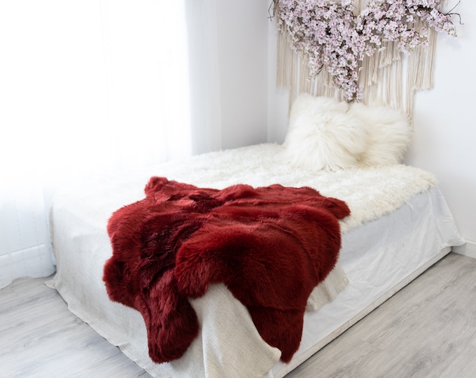 Double Vine Merino Sheepskin Rug | Long rug | Shaggy Rug | Chair Cover | Area Rug | Vine Rug | Carpet | Red Sheep skin Merino Vine Throw
