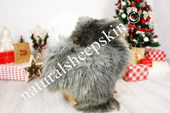 Genuine Rare Gotland Sheepskin Rug - Curly Fur Rug - Natural Sheepskin - Gray Sheepskin #CHRISTGOT3