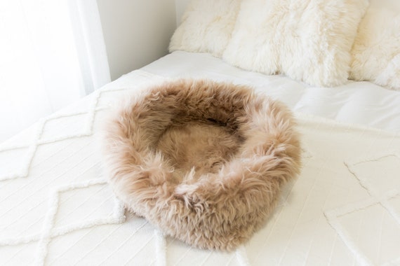 Sheepskin Cat Bed Or Dog Bed Cat Cave Unique Pet Bed Cat House Pet Furniture Hand Made With Genuine Real Sheepskin XXL Extra Large #Bed34