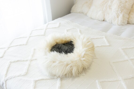 Sheepskin Cat Bed Or Dog Bed Cat Cave Unique Pet Bed Cat House Pet Furniture Hand Made With Genuine Real Sheepskin XXL Extra Large #Bed12