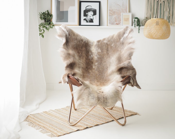 Reindeer Hide | Reindeer Rug | Reindeer Skin | Throw XXL EXTRA LARGE - Scandinavian Style Christmas Decor Brown White Hide #Re308