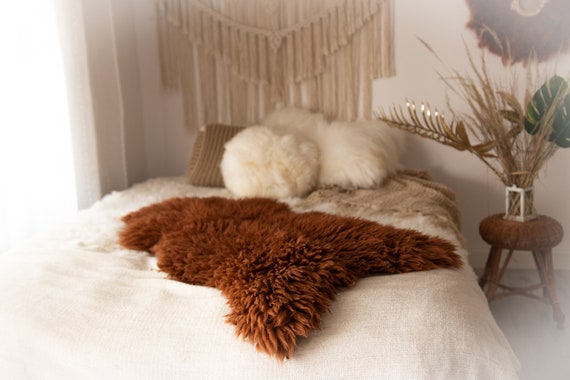 Real Sheepskin Rug Shaggy Rug Chair Cover Sheepskin Throw Sheep Skin Copper Sheepskin Home Decor Rugs #KWAHER12
