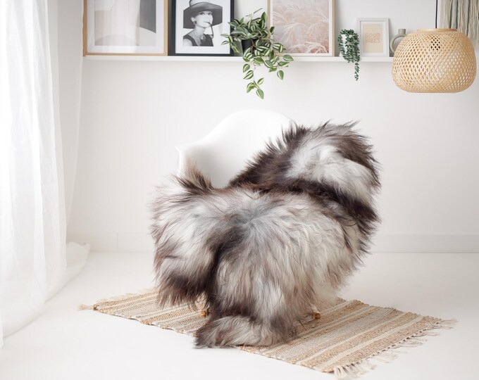 Real Icelandic Sheepskin Rug Scandinavian Decor Sofa Sheepskin throw Chair Cover Natural Sheep Skin Rugs Gray Brown #IS23