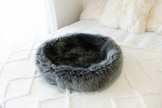 Sheepskin Cat Bed Or Dog Bed Cat Cave Unique Pet Bed Cat House Pet Furniture Hand Made With Genuine Real Sheepskin XXL Extra Large #Bed31