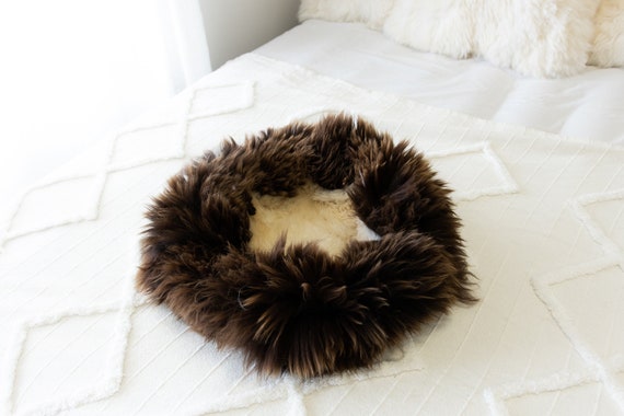 Sheepskin Cat Bed Or Dog Bed Cat Cave Unique Pet Bed Cat House Pet Furniture Hand Made With Genuine Real Sheepskin XXL Extra Large #Bed18