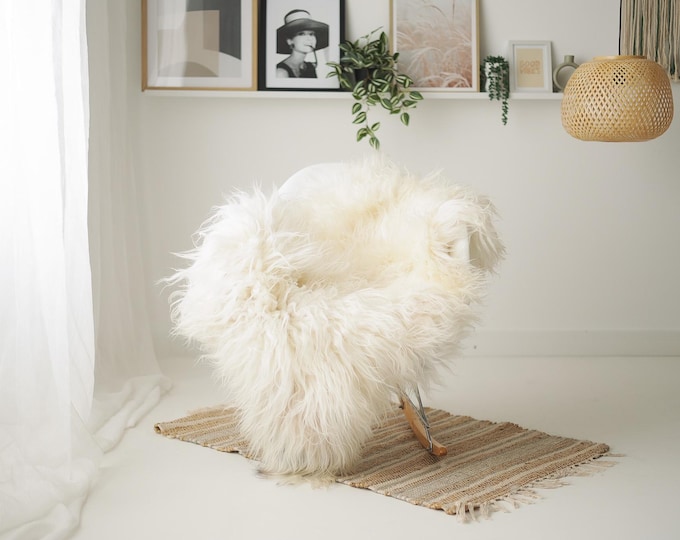 Real Icelandic Sheepskin Rug Scandinavian Home Decor Sofa Sheepskin throw Chair Cover Natural Sheep Skin Rugs Beige Ivory #IS220