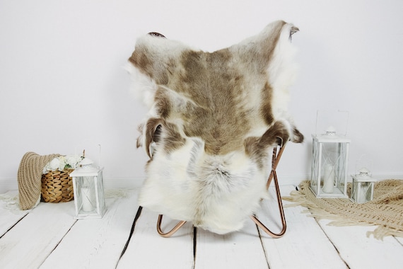 Reindeer Hide | Reindeer Rug | Reindeer Skin | Throw XXL EXTRA LARGE - Scandinavian Style Christmas Decor Brown White Hide #Kre2