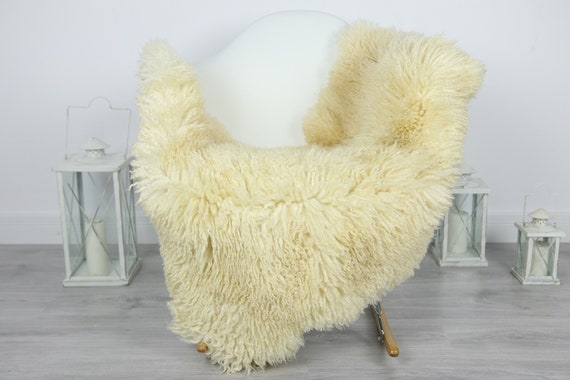 Genuine Rare Tuscan Lamb Sheepskin Rug - Curly Fur Rug - Natural Sheepskin - Ivory Sheepskin | #CURLY26
