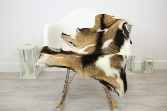 Natural real Goatskin rug, Goat Hide Goat Rug Beige Brown #Goat24