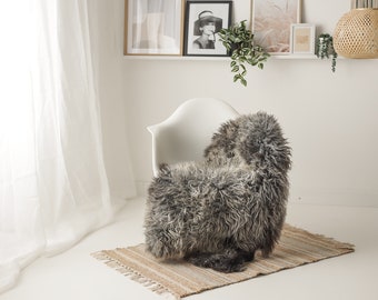 Real Sheepskin Rug Genuine Rare Gotland Sheepskin Rus - Curly Fur Rug Scandinavian Sheep skin - Gray Sheepskin #G18