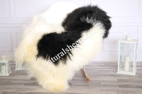 Icelandic Sheepskin | Real Sheepskin Rug | Sheepskin Rug White Black | Fur Rug | Homedecor #MAYISL12