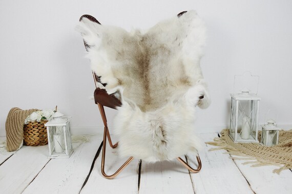 Reindeer Hide | Reindeer Rug | Reindeer Skin | Throw XXL EXTRA LARGE - Scandinavian Style Christmas Decor Brown White Hide #Kre21