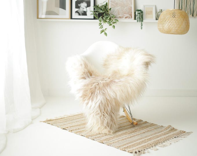 Real Icelandic Sheepskin Rug Scandinavian Decor Sofa Sheepskin throw Chair Cover Natural Sheep Skin Rugs Beige #IS63