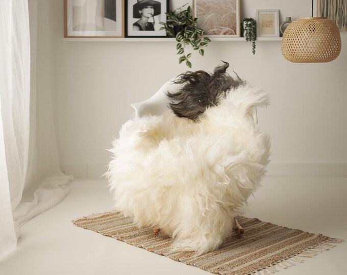 Real Icelandic Sheepskin Rug Scandinavian Decor Sofa Sheepskin throw Chair Cover Natural Sheep Skin Rugs Ivory Gray #IS253