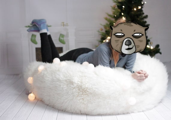 ON SALE Sheepskin Beanbag White | Sheepskin Bean Bag | Sheepskin Pouf | Bean Bag Huge Bean Bag Furry Bean Bag | Bean Bag | Beanbag
