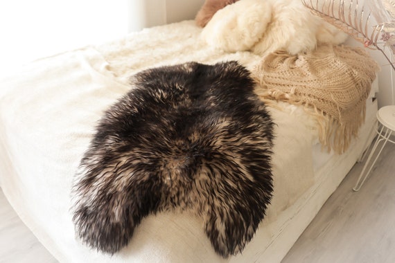 Real Sheepskin Rug Shaggy Rug Chair Cover Sheepskin Throw Sheep Skin Black Tips Sheepskin Home Decor Rugs Sheep skin #10Her10