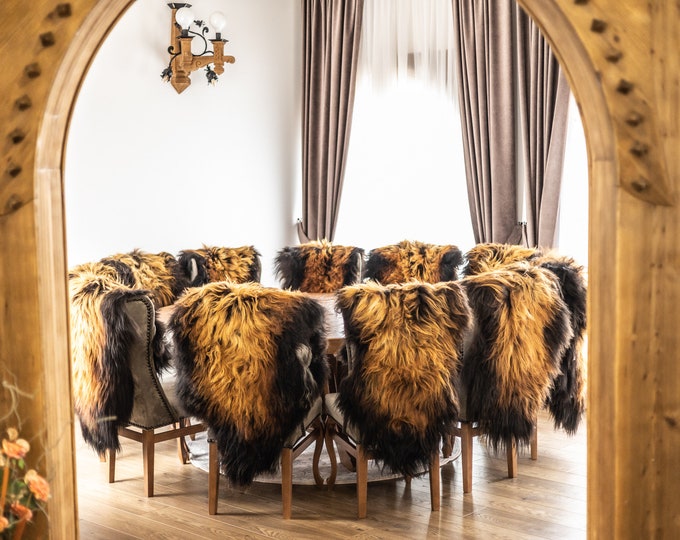 Real Icelandic Sheepskin Rug Scandinavian Decor Sofa Sheepskin throw Chair Cover Natural Sheep Skin Rugs Brown Black