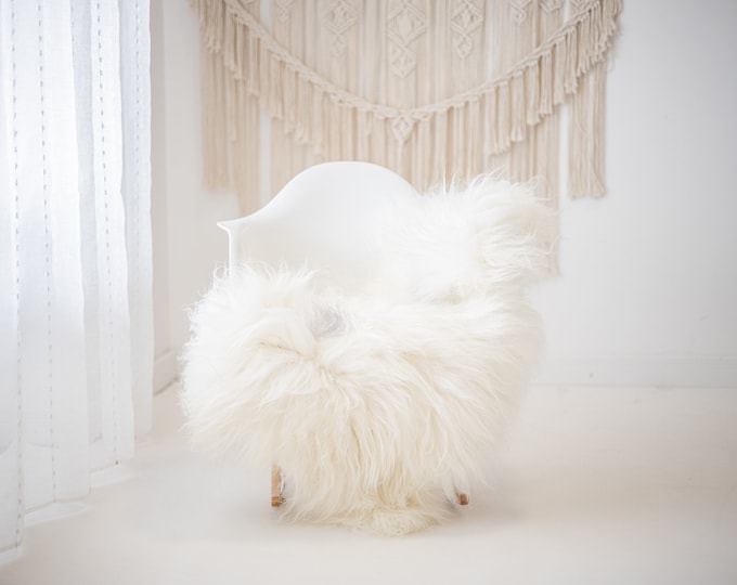 Real Icelandic Sheepskin Rug Scandinavian Home Decor Sofa Sheepskin throw Chair Cover Natural Sheep Skin Rugs Ivory Gray #Iceland699
