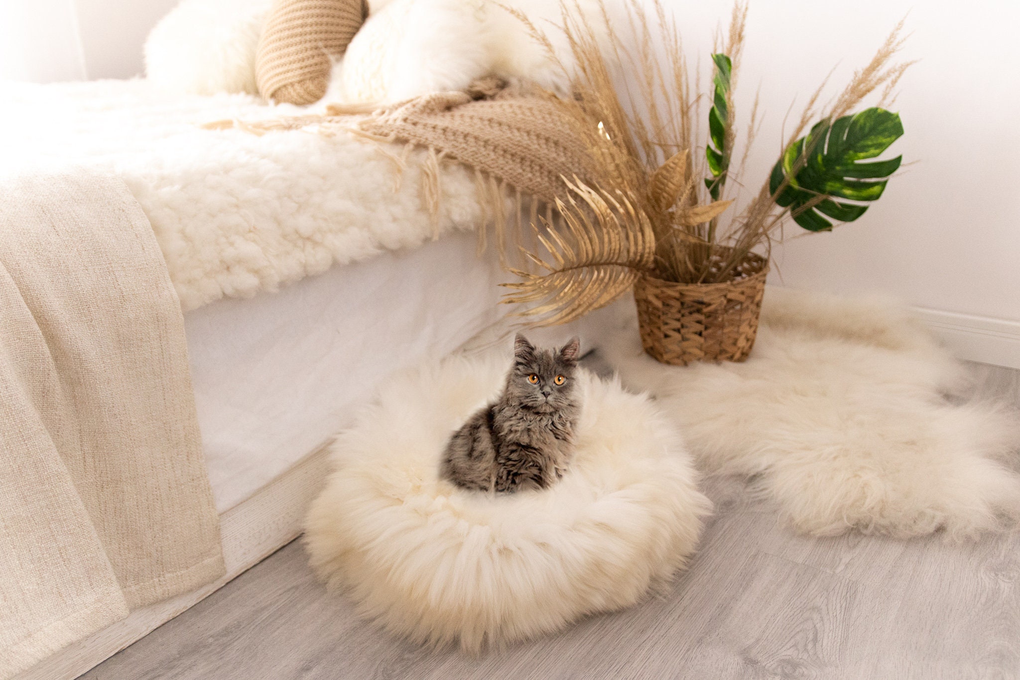 Sheepskin Cat bed or Dog Bed Cat cave 