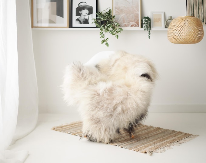 Real Icelandic Sheepskin Rug Scandinavian Home Decor Sofa Sheepskin throw Chair Cover Natural Sheep Skin Rugs Beige #IS177