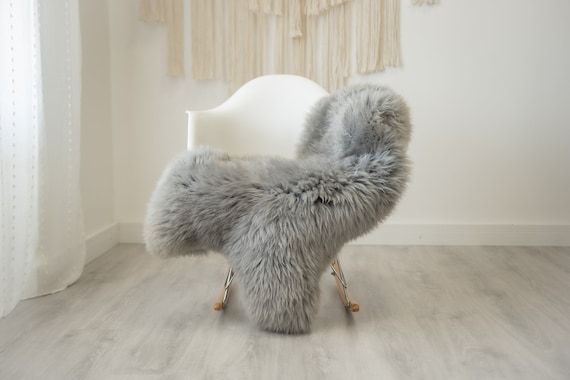Real Sheepskin Rug Shaggy Rug Chair Cover Scandinavian Home Sheepskin Throw Sheep Skin Gray Sheepskin Home Decor Rugs #herdwik324
