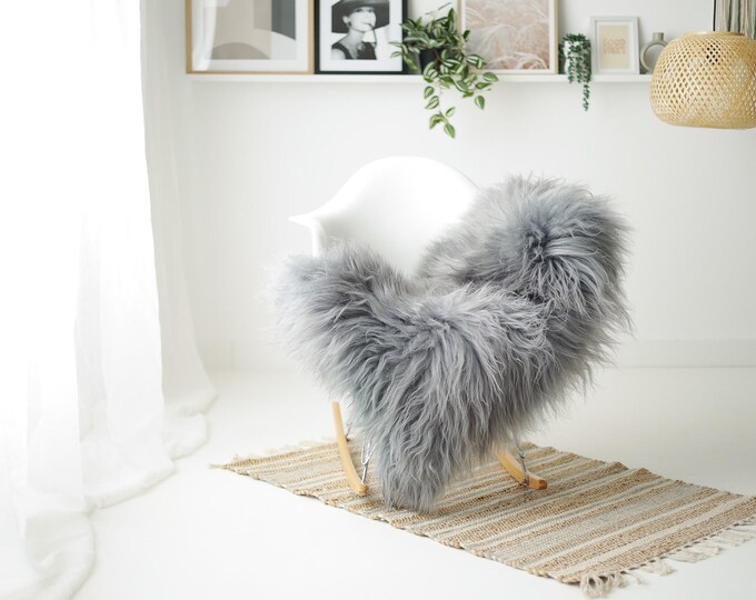 Real Icelandic Sheepskin Rug Scandinavian Decor Sofa Sheepskin throw Chair Cover Natural Sheep Skin Rugs Gray #IS77