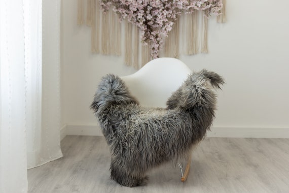 Real Sheepskin Rug Genuine Rare Gotland Sheepskin Rus - Curly Fur Rug Scandinavian Sheep skin - Curly Rug Gray Sheepskin #gut49