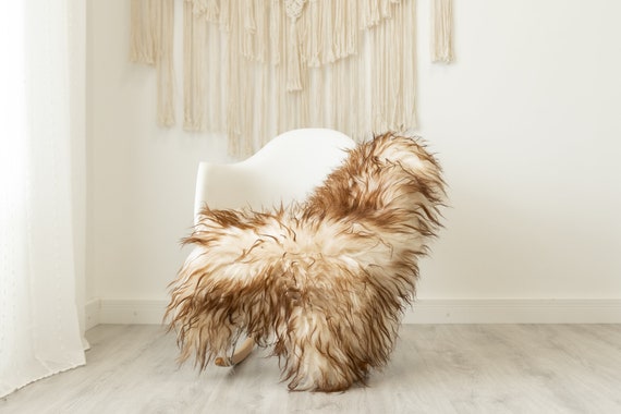 Real Icelandic Sheepskin Rug Scandinavian Home Decor Sofa Sheepskin throw Chair Cover Natural Sheep Skin Rugs White Brown Tips #Iceland504
