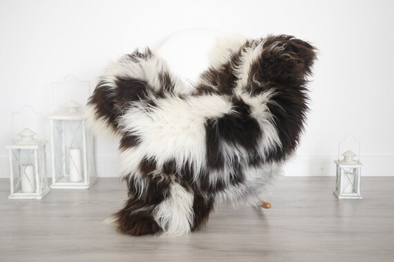 Real Sheepskin Rug Shaggy Rug Chair Cover Sheepskin Throw Sheep Skin Brown White Sheepskin Home Decor Rugs #6her49