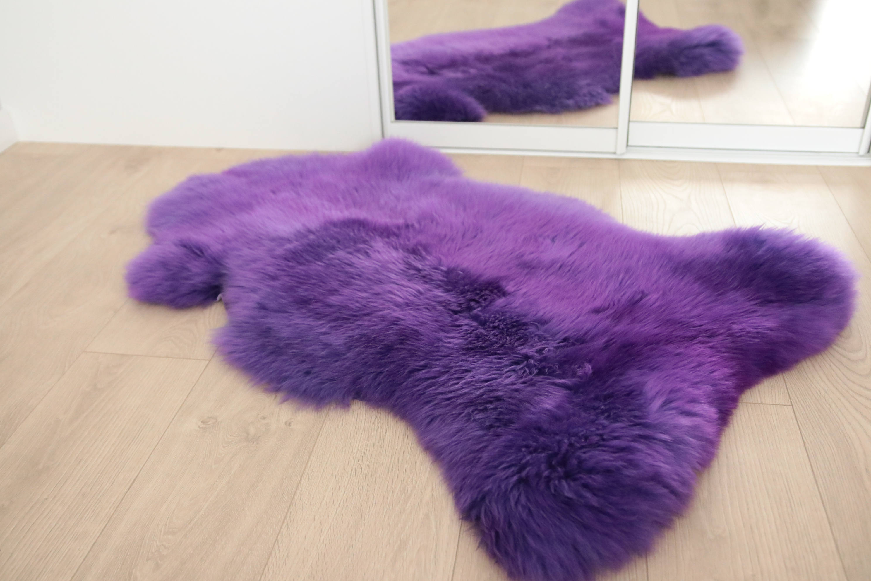 Genuine Natural Purple Sheepskin Rug Sheepskin Throw Scandinavian Style