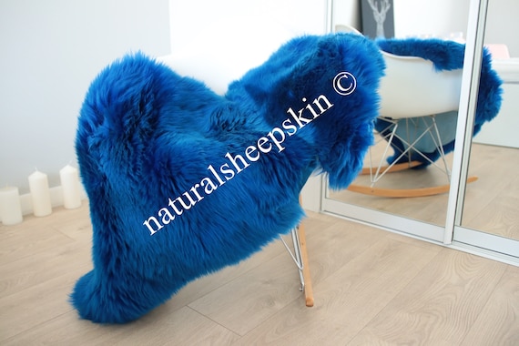 Genuine Natural Indigo Sheepskin Rug Sheepskin Throw Scandinavian Style | Scandinavian Rug | Indigo Sheepskin