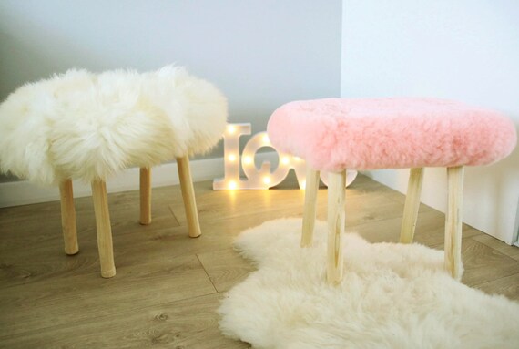 Beautiful sheepskin stools | Sheepskin ottoman | Sheepskin Stool | fur stool |