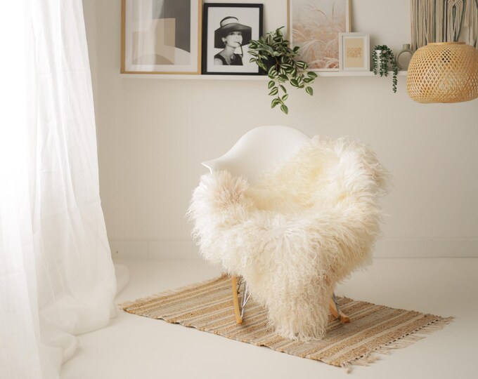 Real Icelandic Sheepskin Rug Scandinavian Decor Sofa Sheepskin throw Chair Cover Natural Sheep Skin Rugs Ivory #Iceland1626